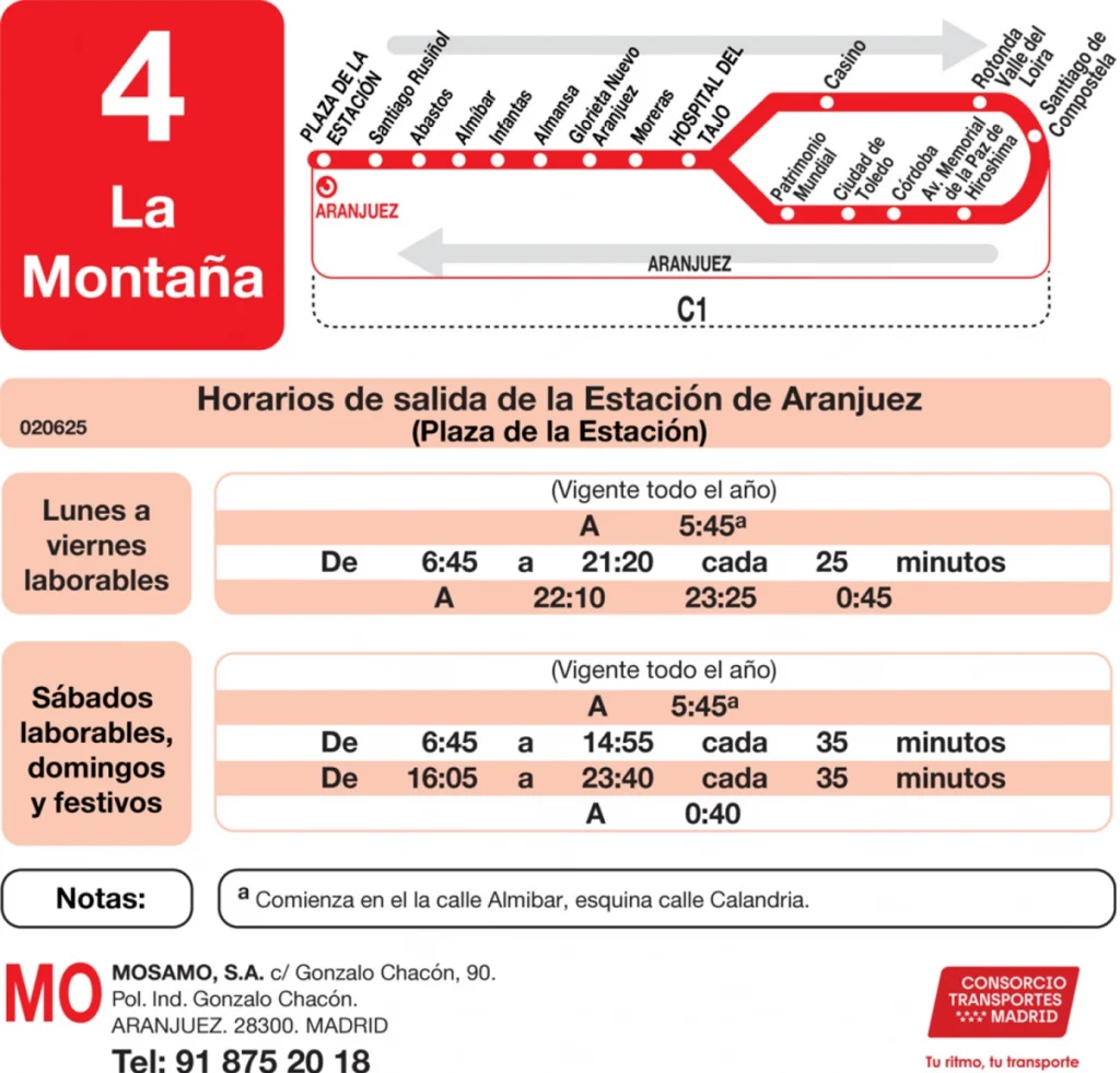Horarios L4 salida estación FFCC hacia La Montaña