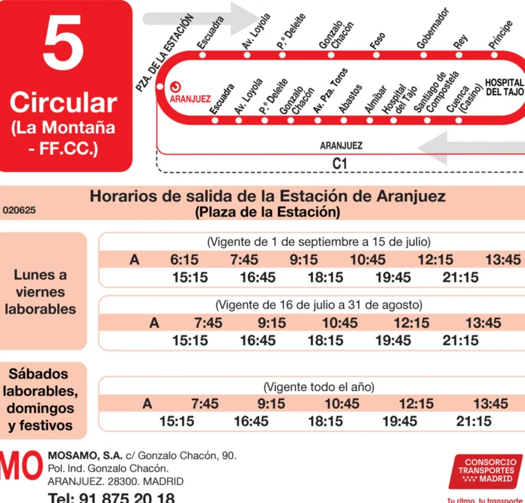 Horarios de la línea L5 de Autobuses